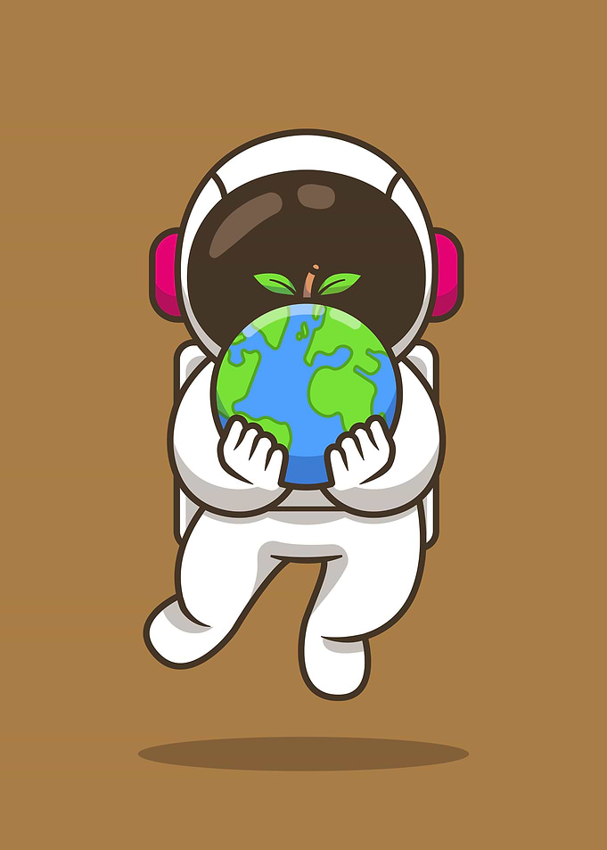 Kawaii Astronaut and Earth