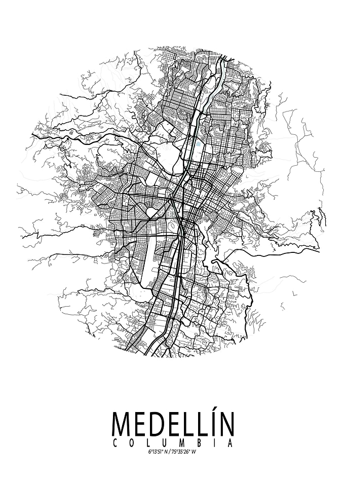 Medellin City Map Circle