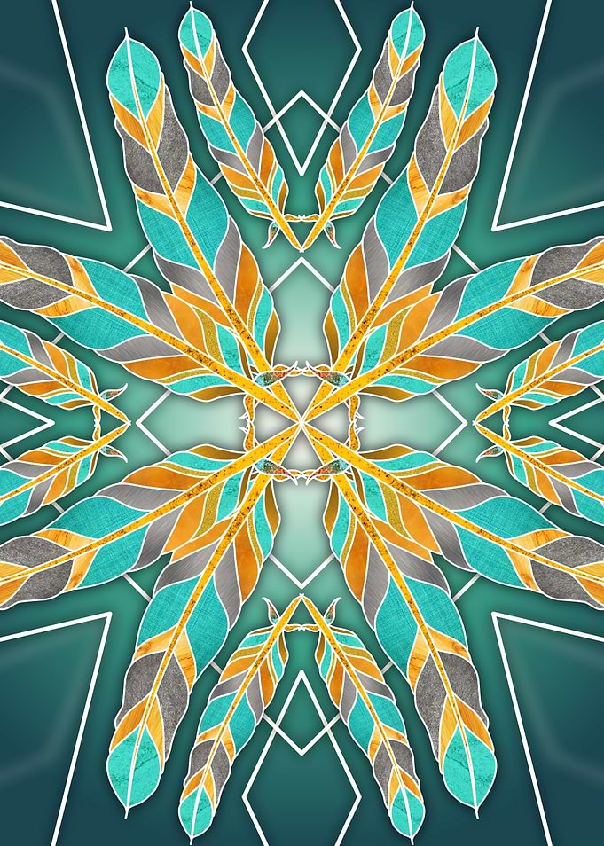 Colorful Feather mandala
