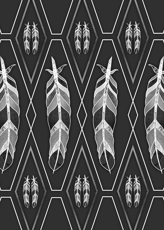 Monochrome feather art