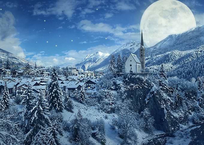 Winter Moon frozen forest
