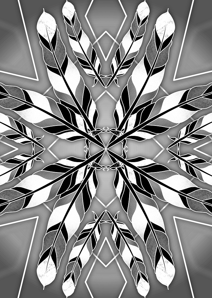monochrome Feather mandala