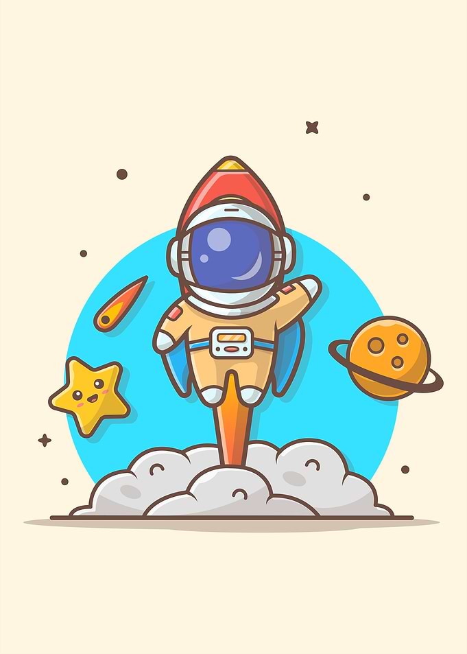 Kawaii Astronaut Lift Off