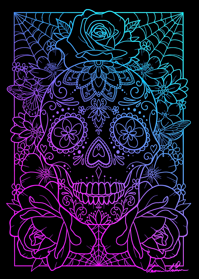 Neon Sugar Skull