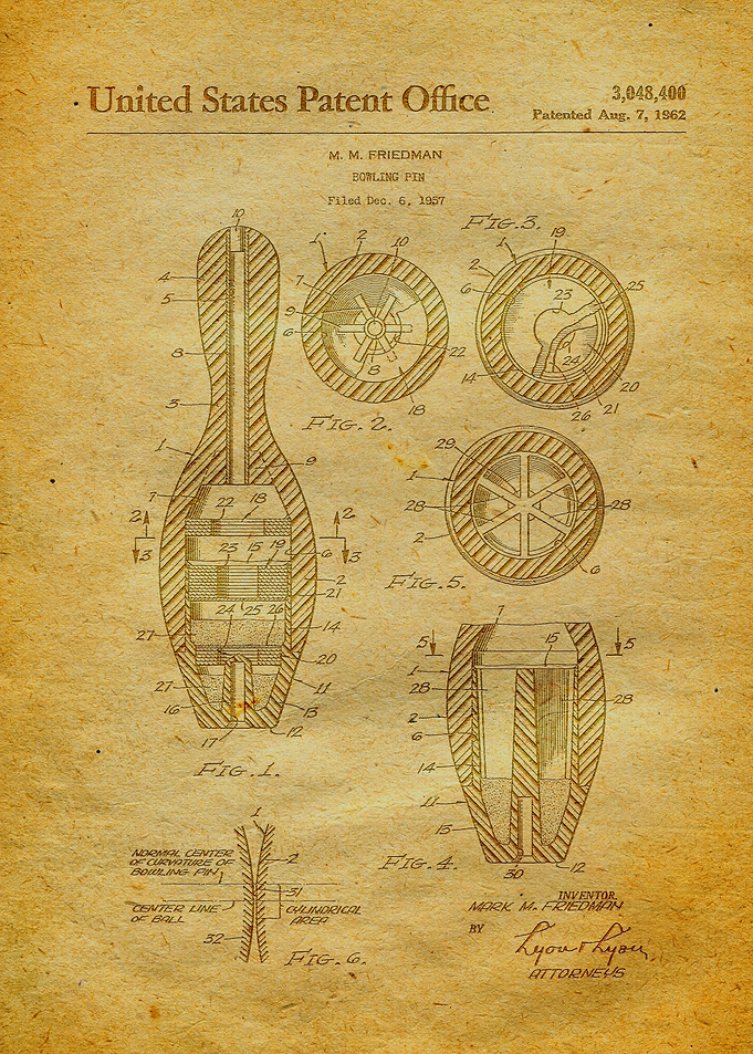 56 Bowling Pin Patent