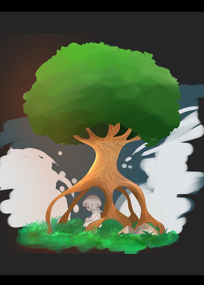 under the tree