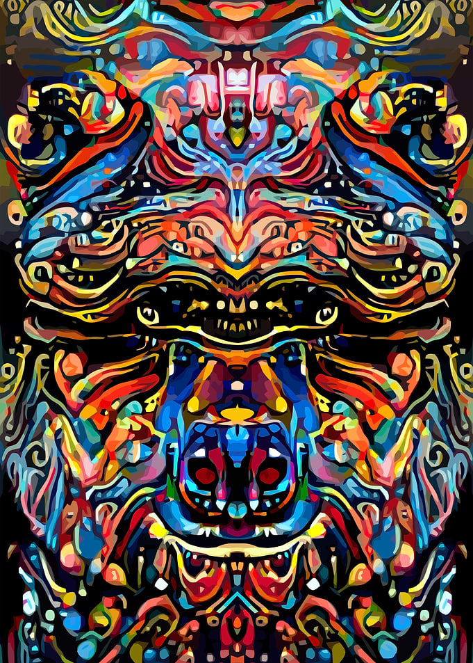 Bear Abstract Psy Tattoo