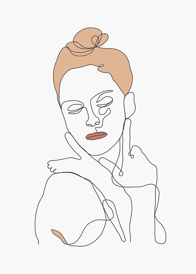 Woman Face and Single Line