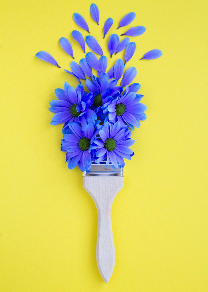 flowers with paintbrush