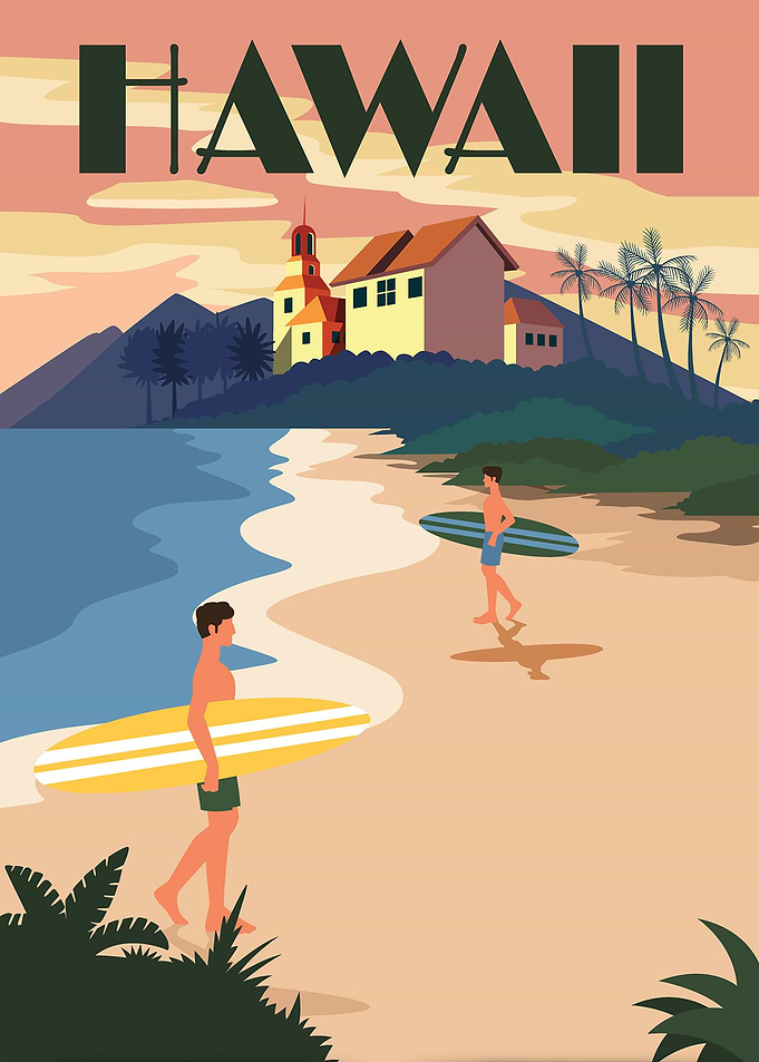 Hawaii retro poster