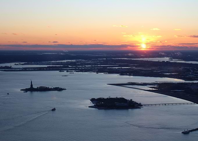 sunset statue of liberty