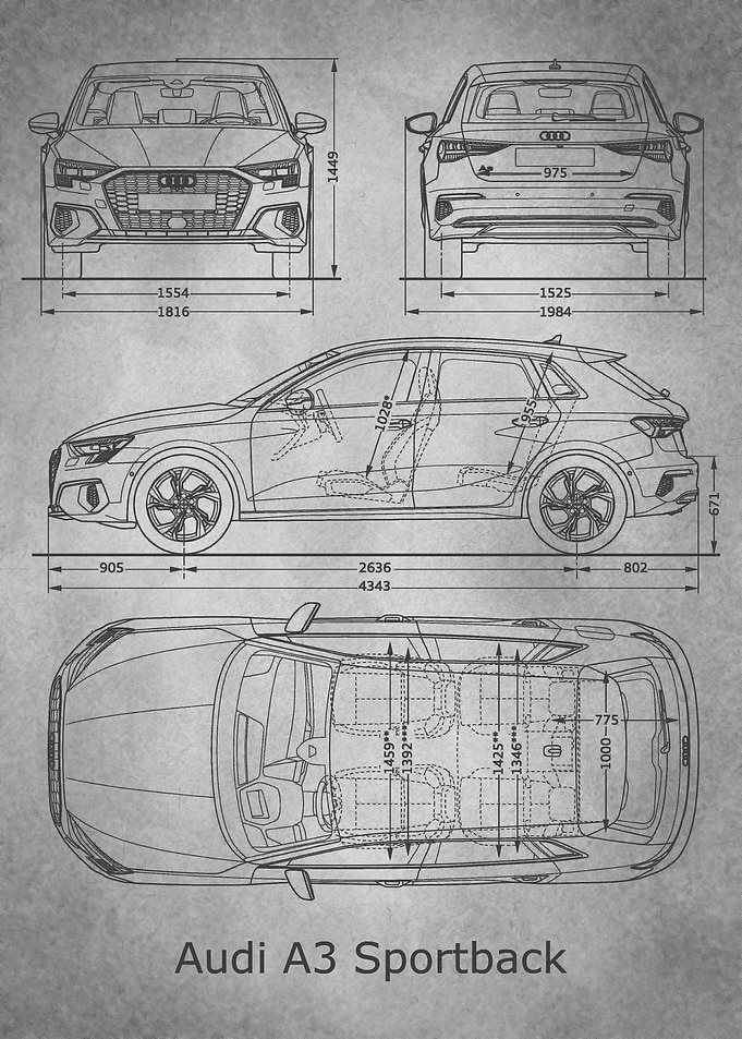 Audi A3 Blueprint gray old