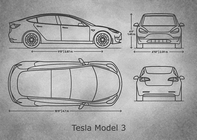Tesla Model 3 gray old