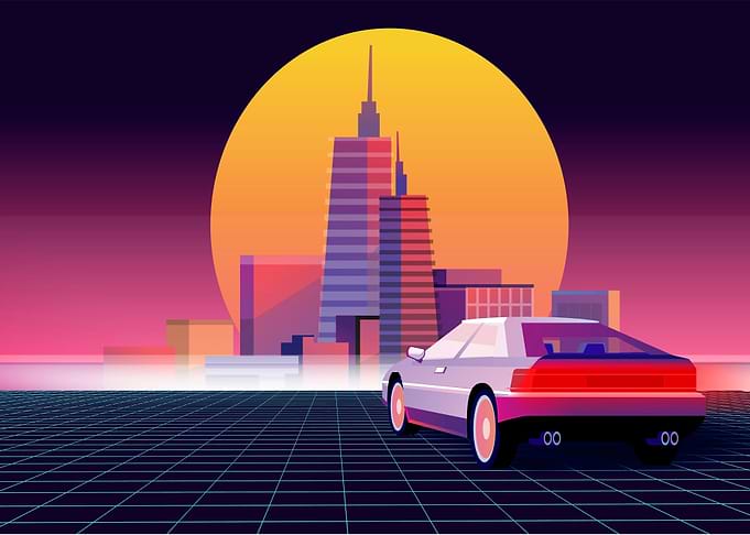 Neon retro landscape