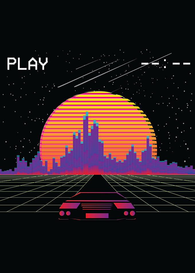 Synthwave Fast Car Sunset
