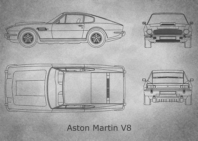 Aston Martin V8 gray old