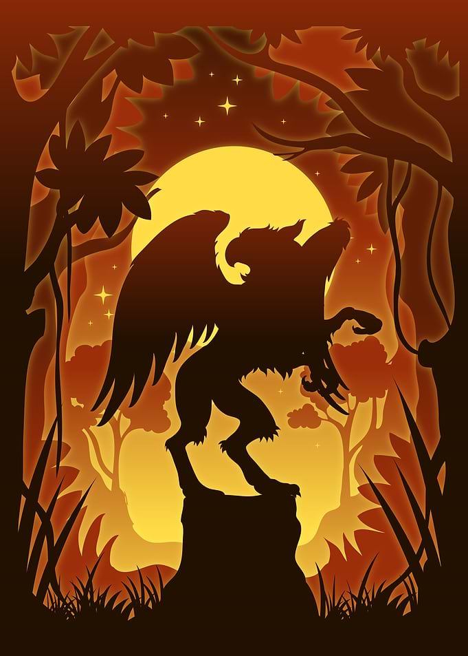 Griffin on a tree stump