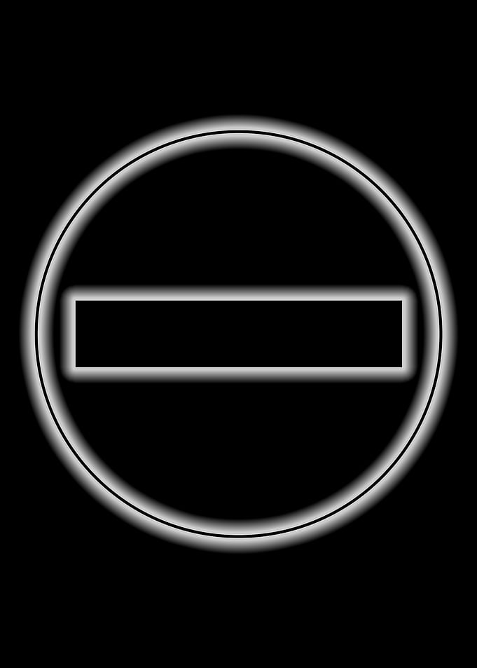 no entry road sign glow