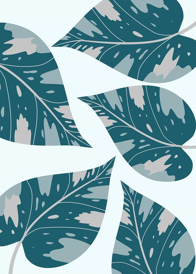 soft blue leaf walldecor