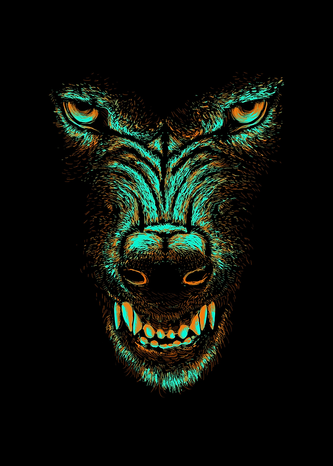 colorful wolf face