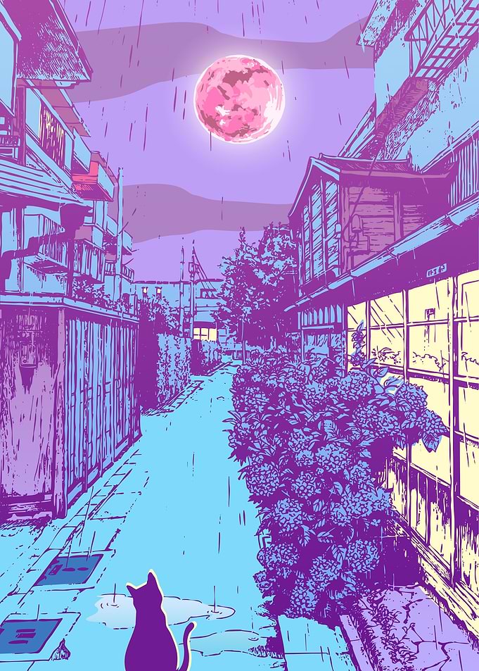Japan Cat City Anime Manga