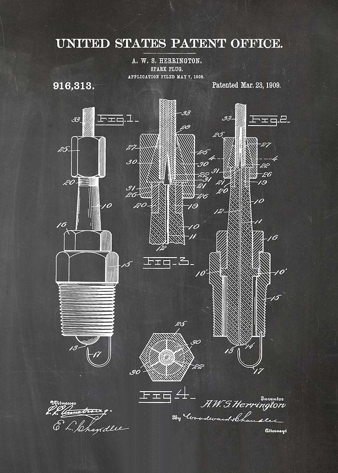 28 1909 Spark Plug Patent