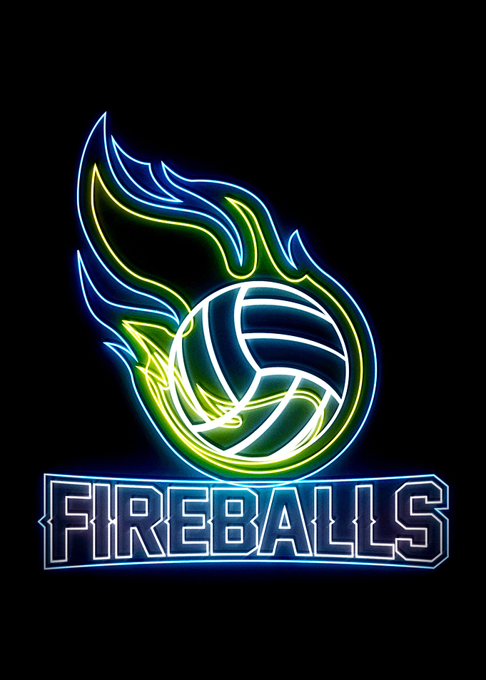 flame volleyball neon