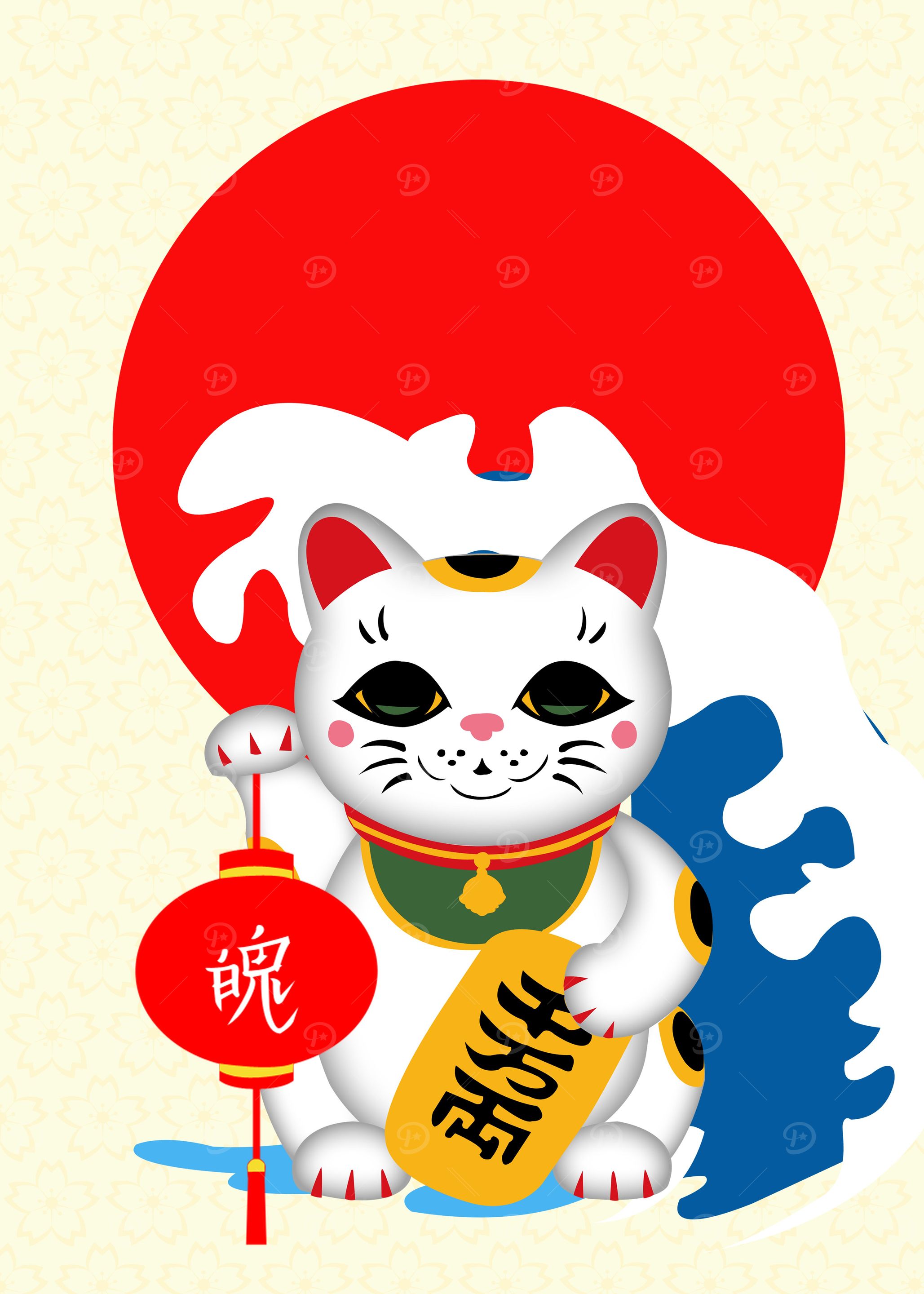 japanese lucky cat flat