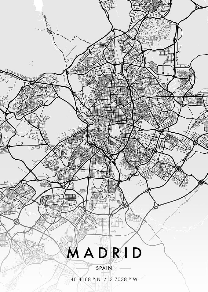 Madrid City Map White