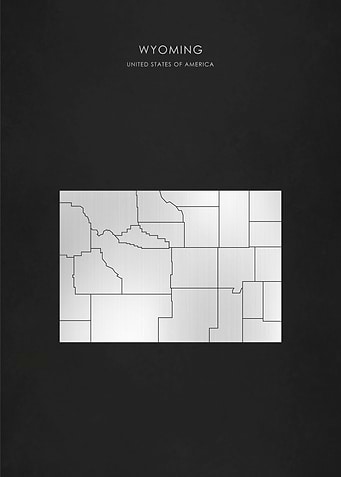 Silver Wyoming State Map