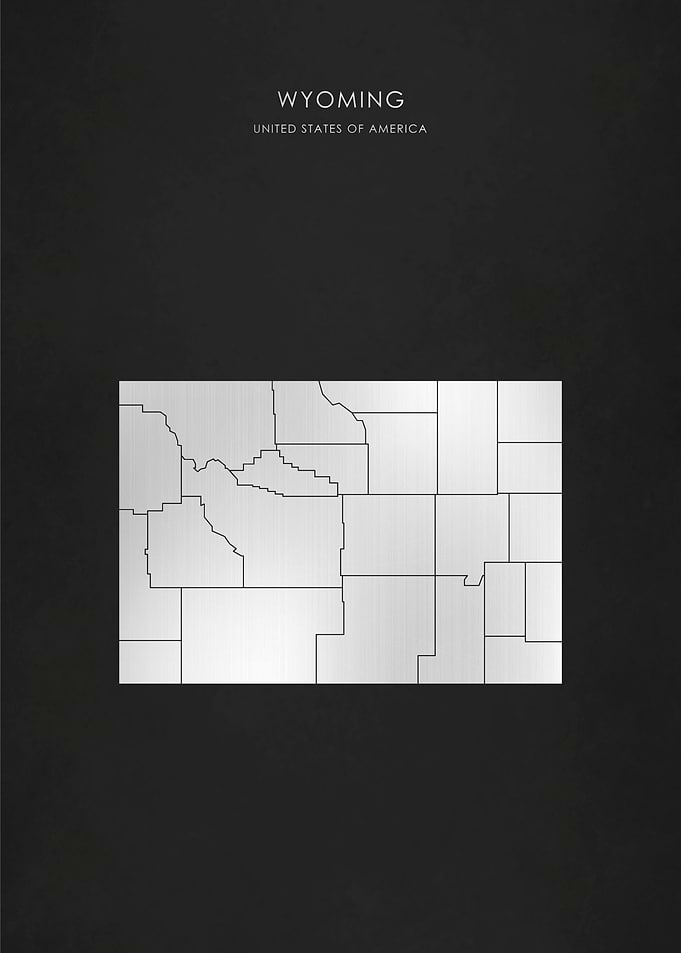 Silver Wyoming State Map