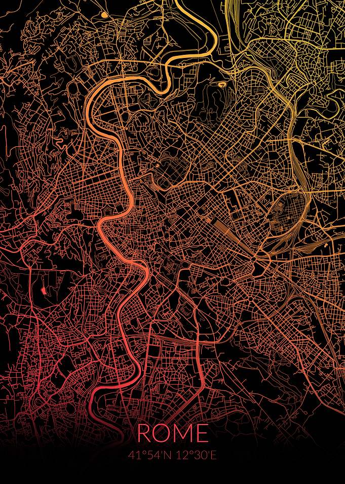 Rome Map Black Orange