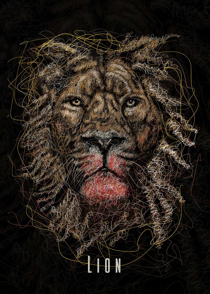 lion art scribble 1