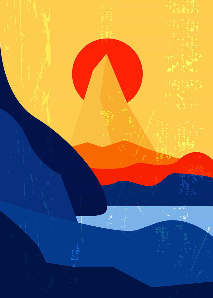 Mountains and sea poster