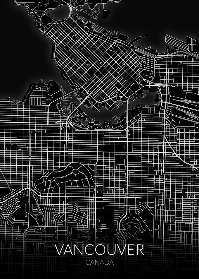 Vancouver Map Black