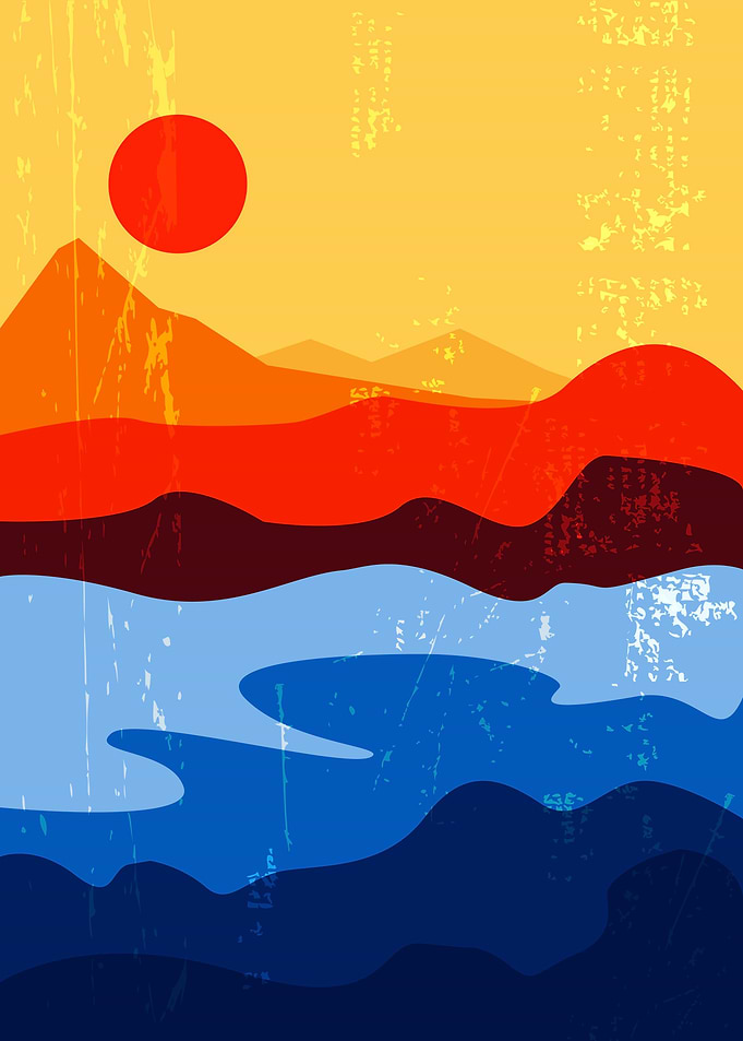 Mountains and sea poster