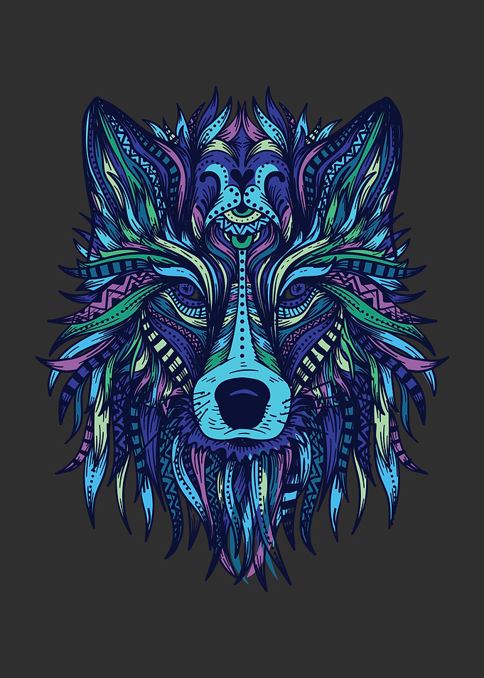 Blue Mandala Wolf