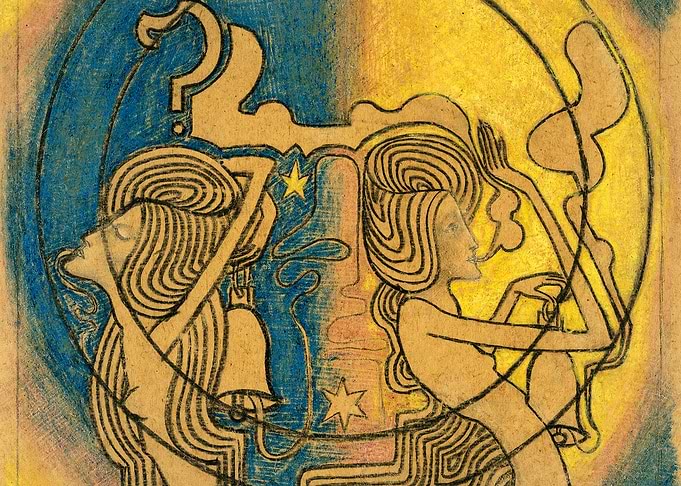 Two stylized female figure