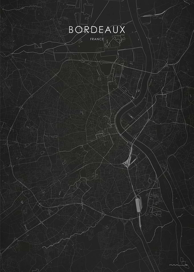 Silver Bordeaux City Map
