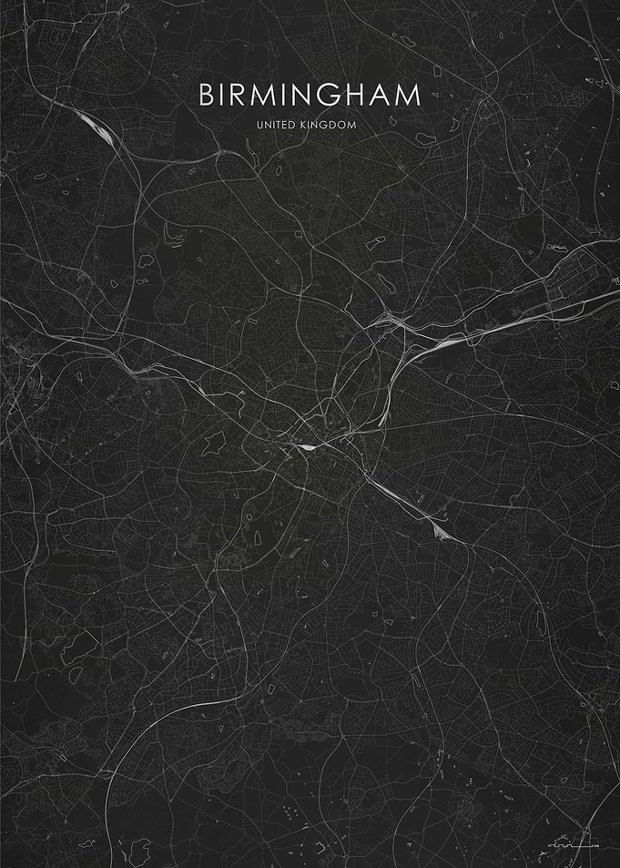 Silver Birmingham City Map
