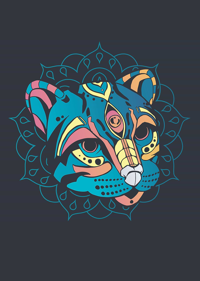 Colorful Mandala Ocelot