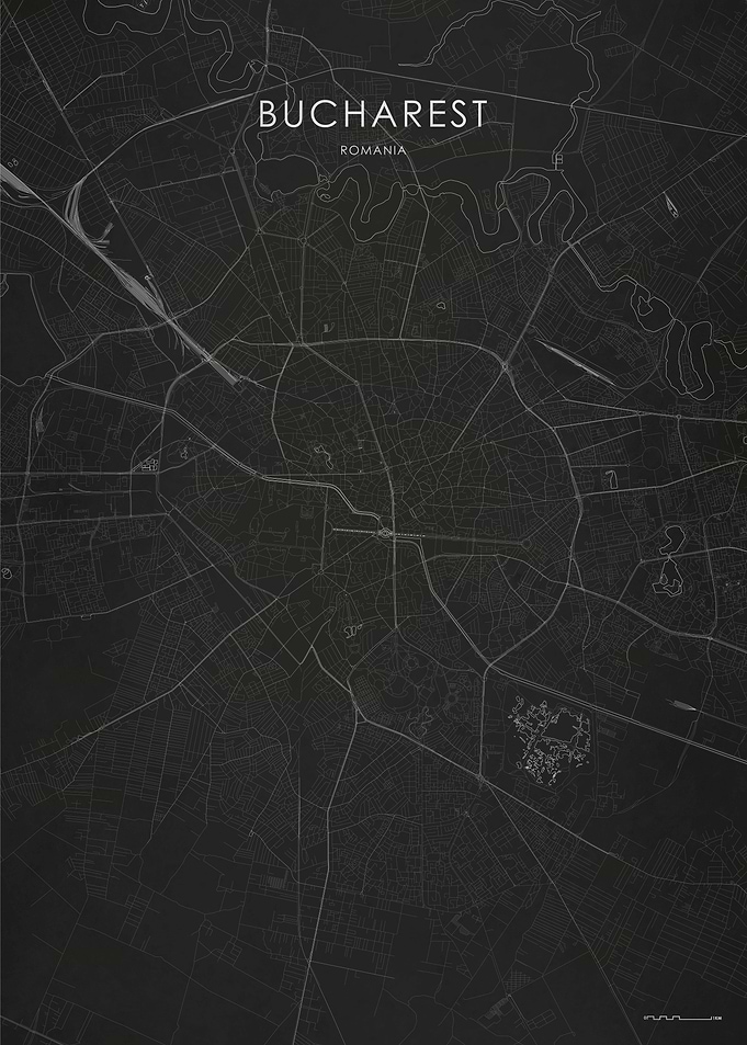 Silver Bucharest City Map