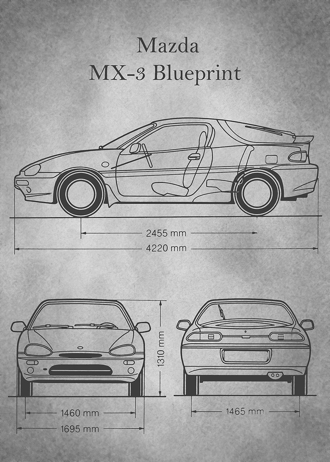 Mazda MX3 Blueprint gray