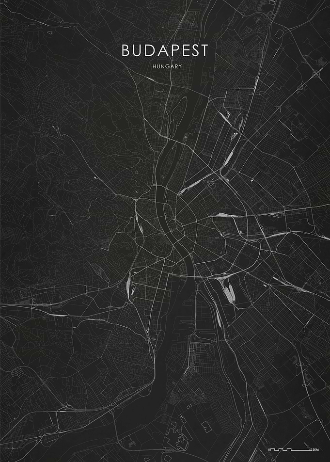 Silver Budapest City Map