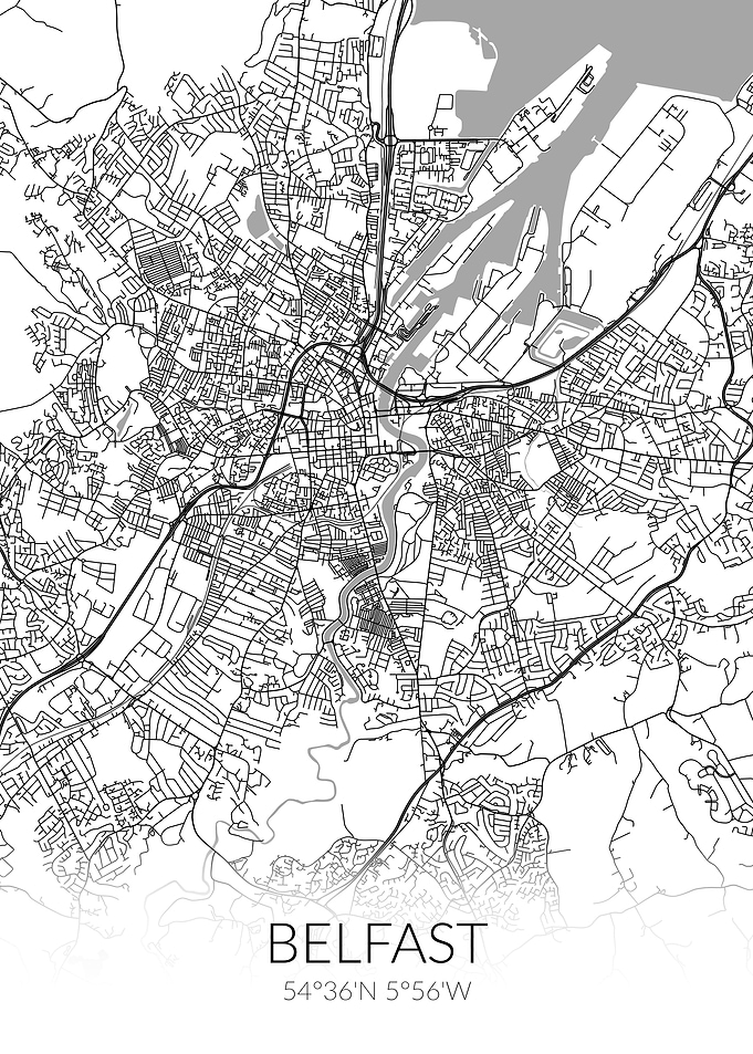 Belfast City Map White