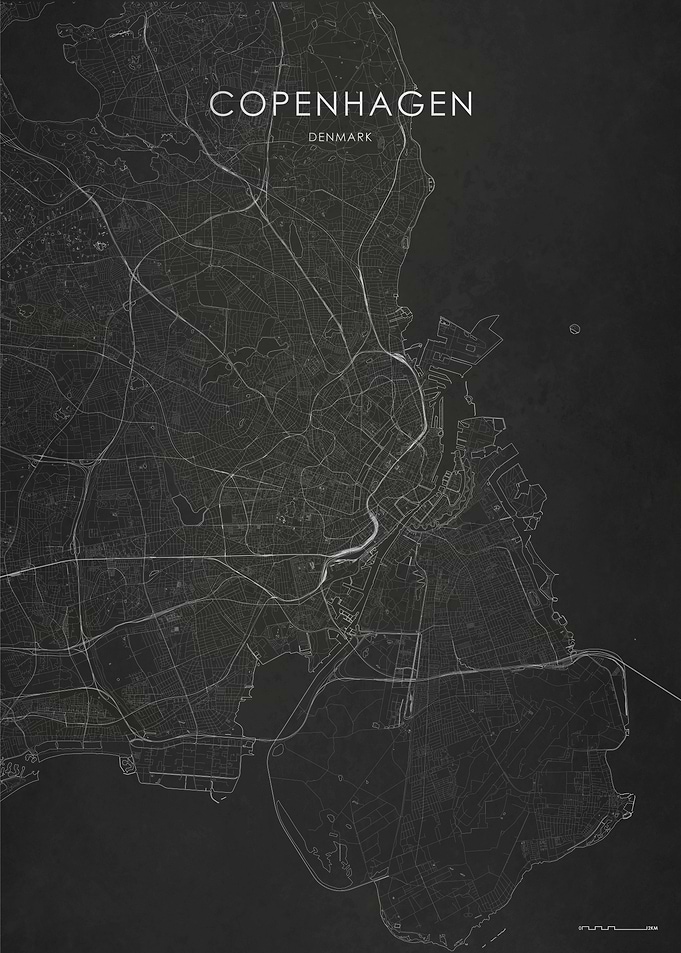 Silver Copenhagen City Map