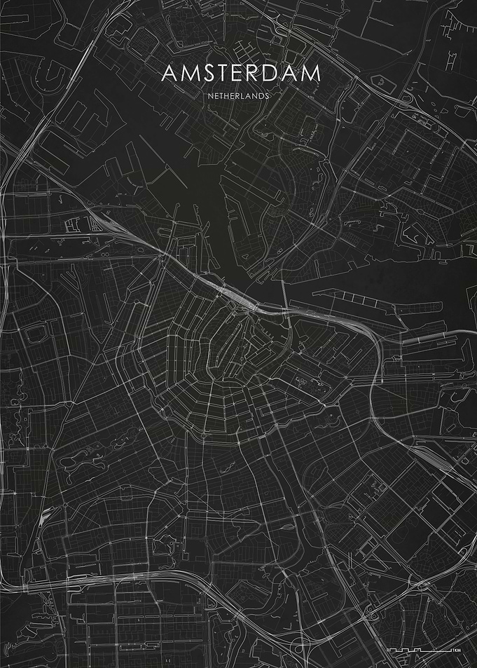 Silver Amsterdam City Map