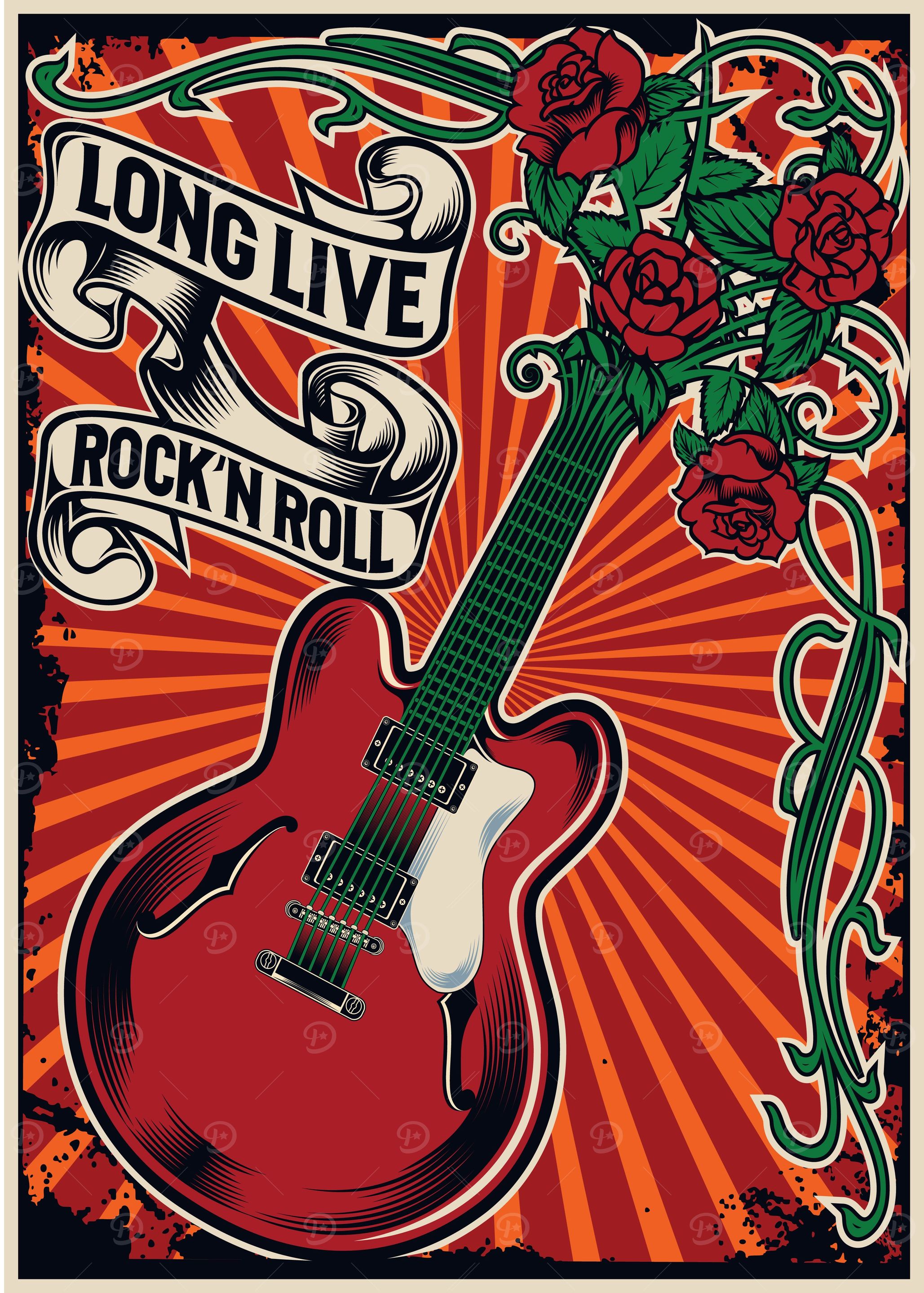 red rose and guitar
