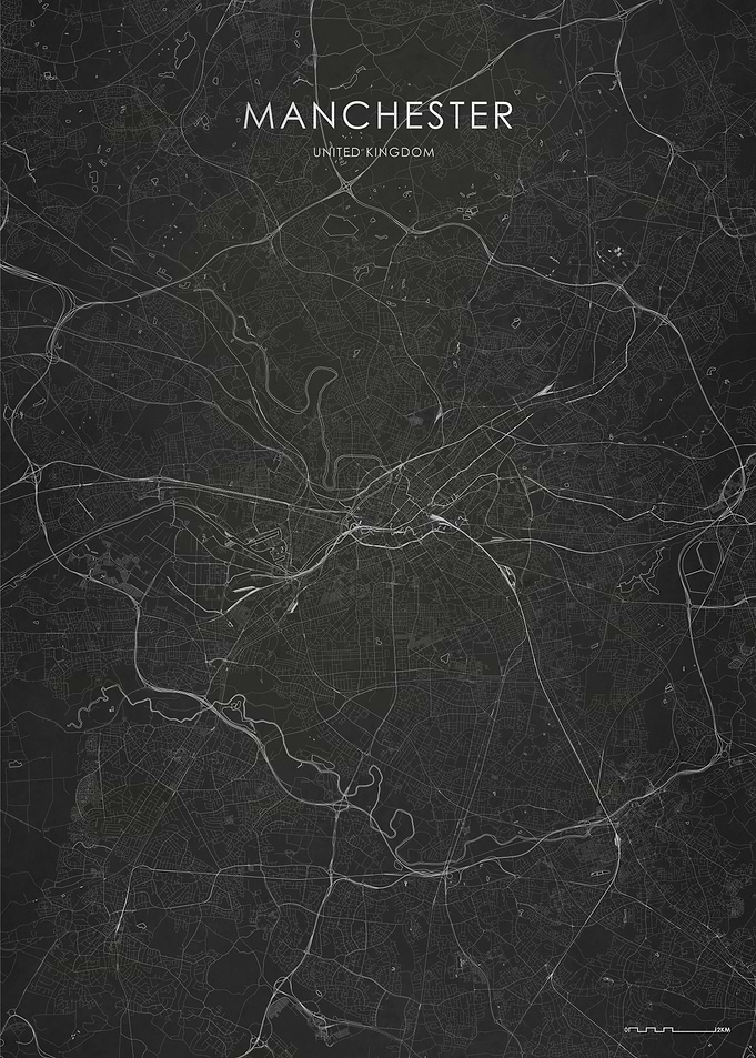 Silver Manchester City Map