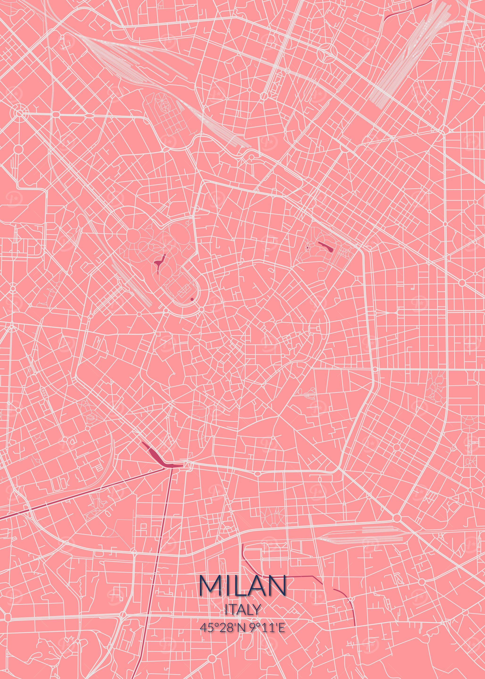 Milan Pink Rose Map